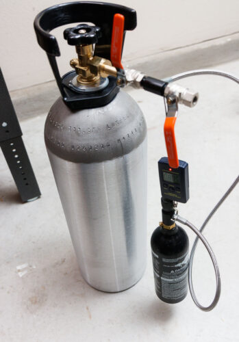 filling a paintball CO2 tank from a bulk CO2 tank
